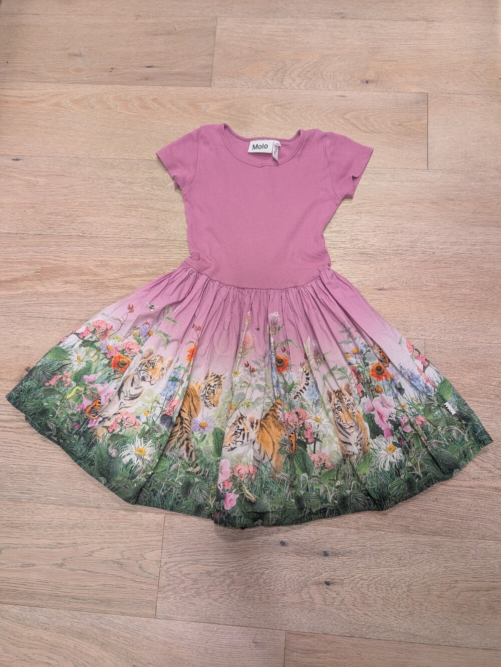 122/128 (7-8Y) Molo Pink Jungle Tiger Print Girls' Dress